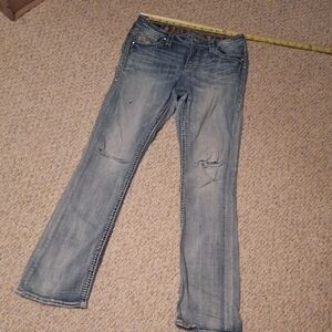 Stylish Rock Revival Blue Women's Jeans